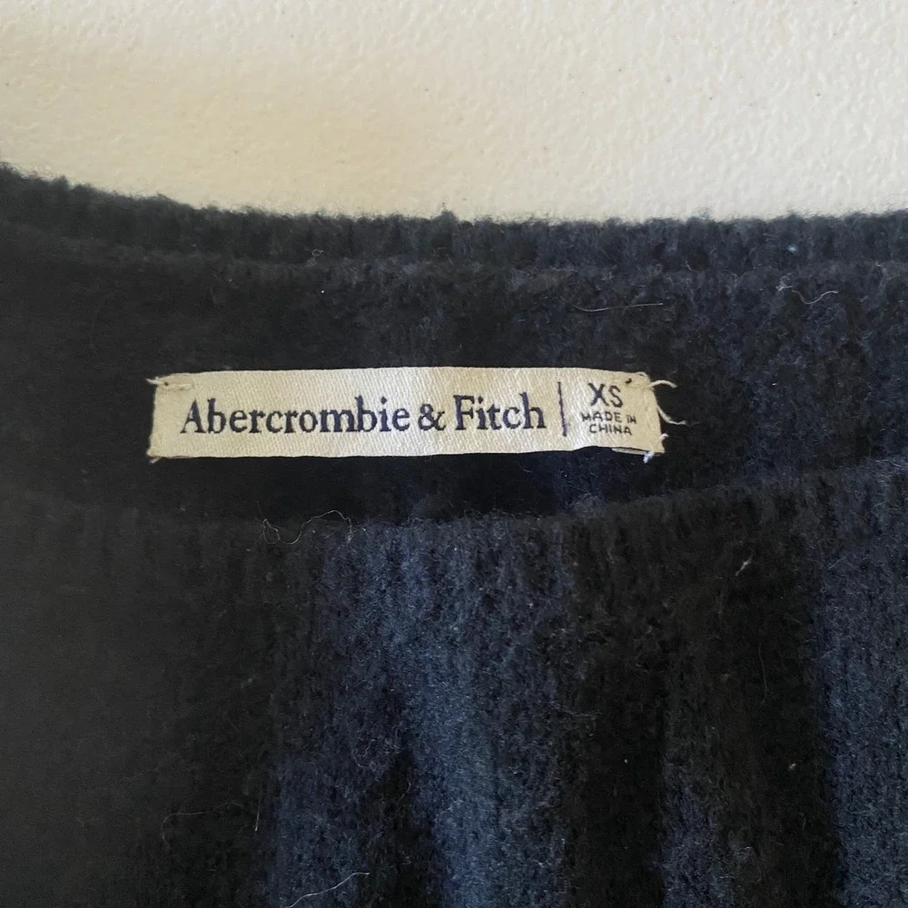 Abercrombie & Fitch Ribbed Long Sleeve Maxi Dress XS Black Side Slit Wool Blend